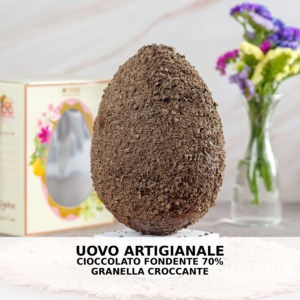 Uovo di Pasqua Artigianale al Cioccolato Fondente 70% con Crema Fondente 200g